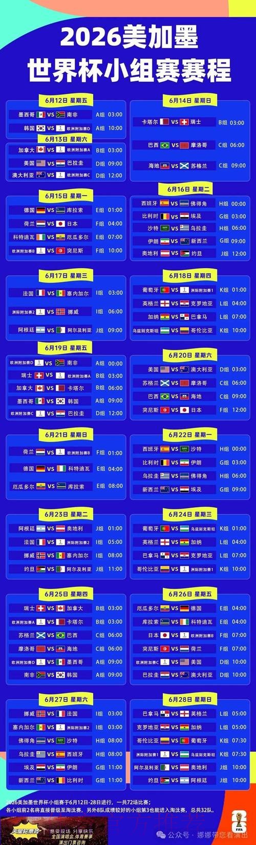 2026世界杯赛程高清版最新时间表怎么看